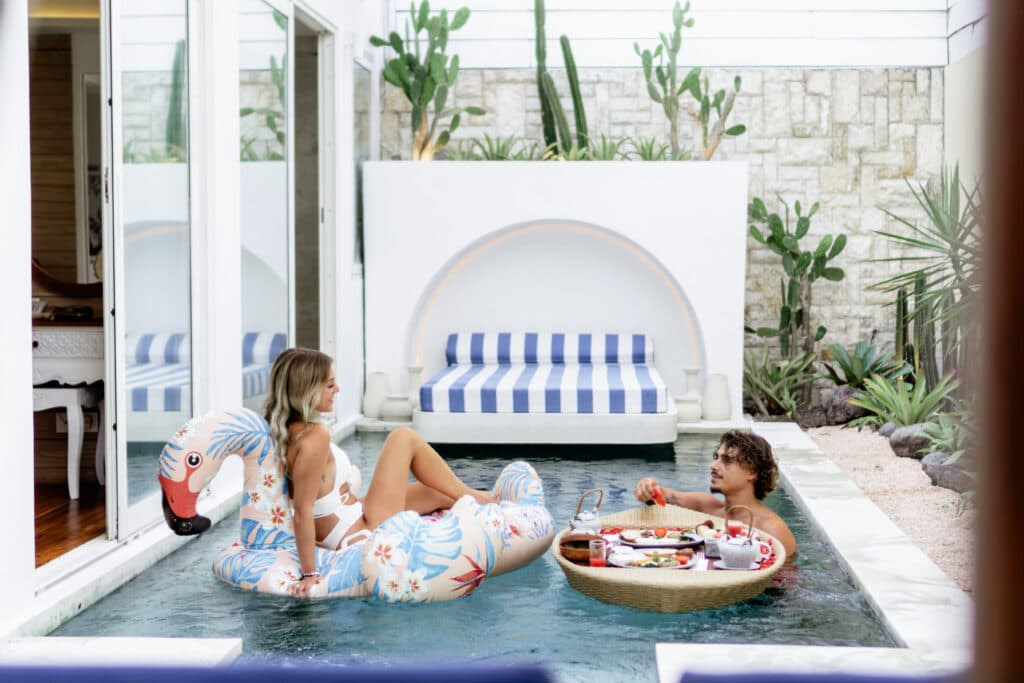 Discover Bali villas Seminyak for the romantic bliss at Aleva Villa, your sought-after Seminyak sanctuary featuring a one-bedroom haven with a private pool. 