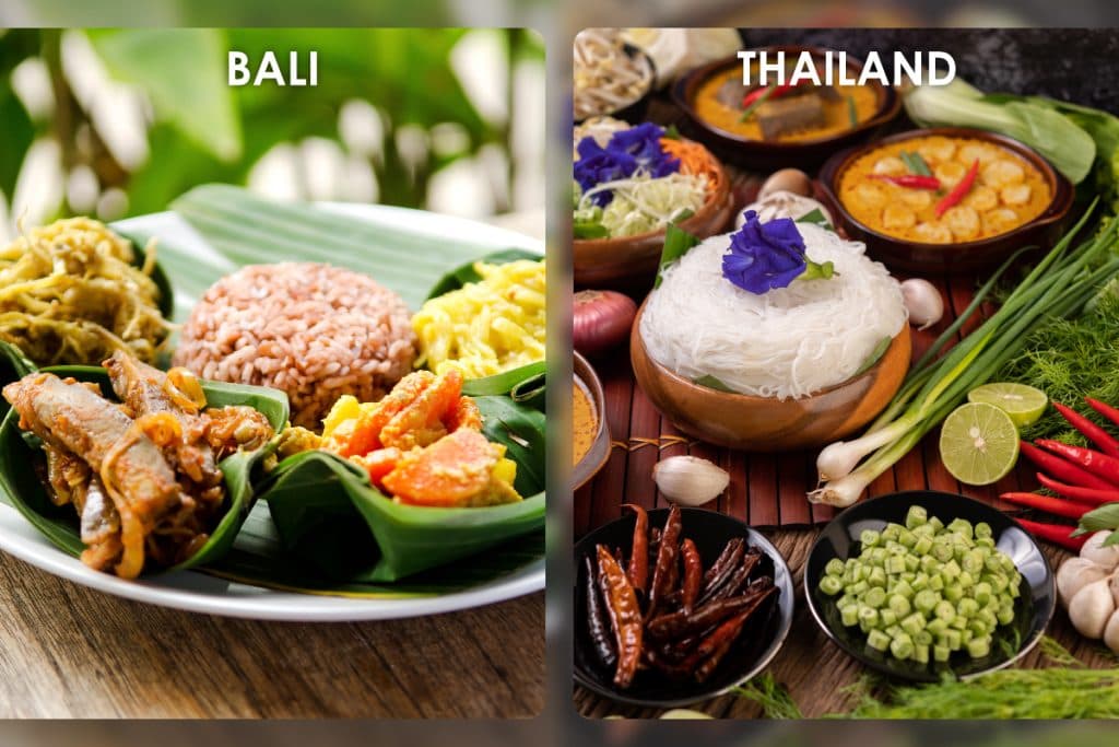 food in Bali and Thailand