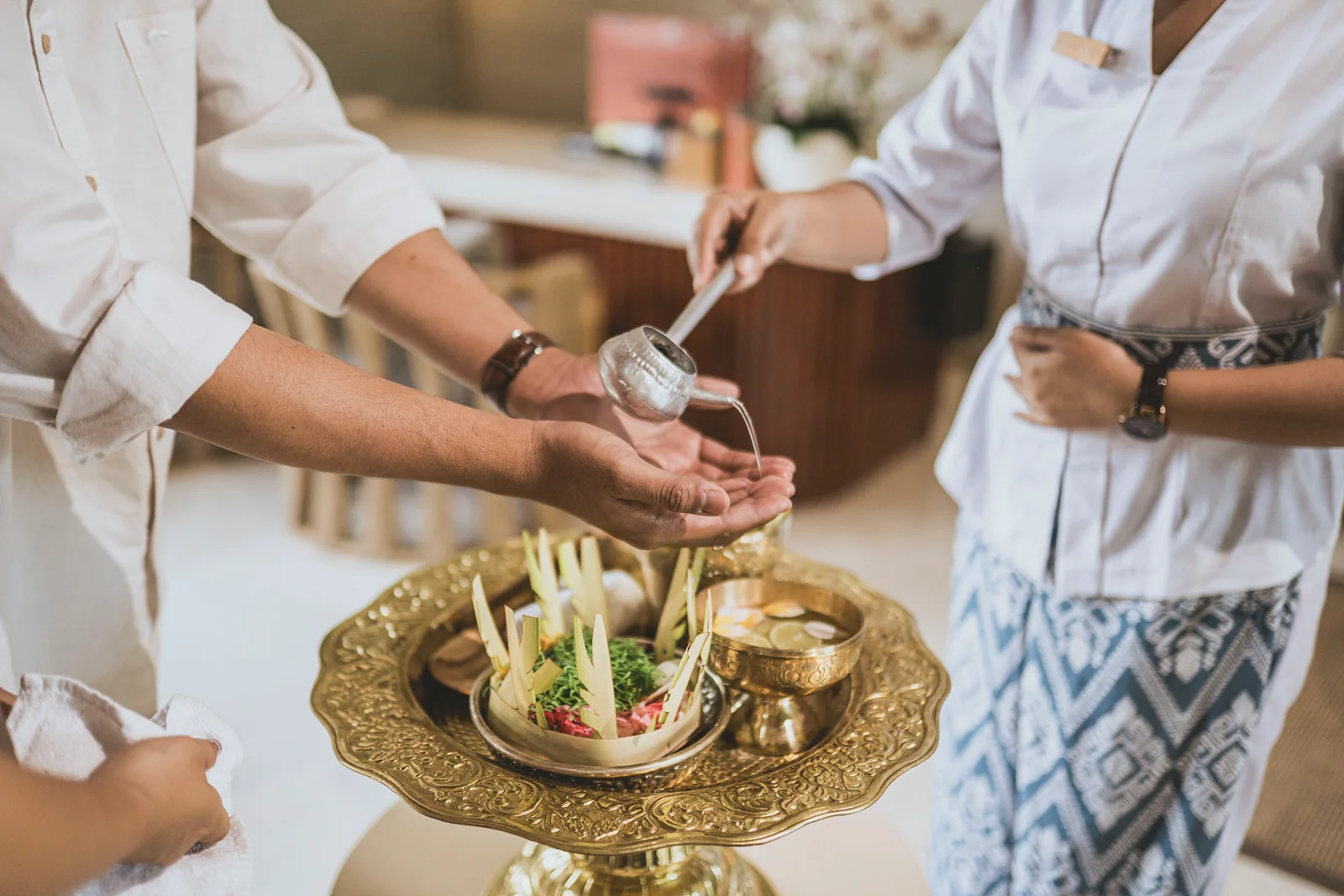Guests receiving a welcoming ceremony