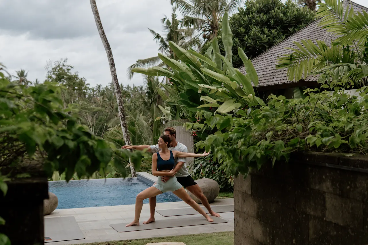 A morning yoga practice at Maar Resort Ubud