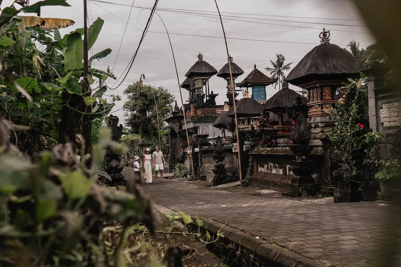 Walking through a traditional Balinese village