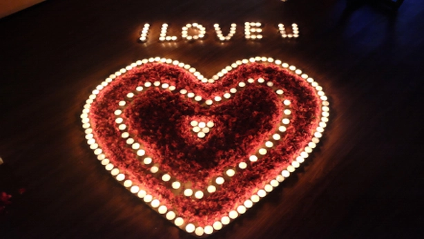 Heart Shape Candle With Flower